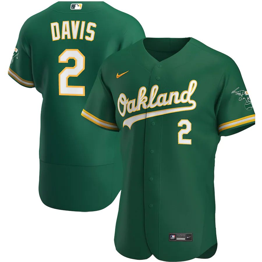 Mens Oakland Athletics #2 Khris Davis Nike Kelly Green Alternate Authentic Player MLB Jerseys->toronto blue jays->MLB Jersey
